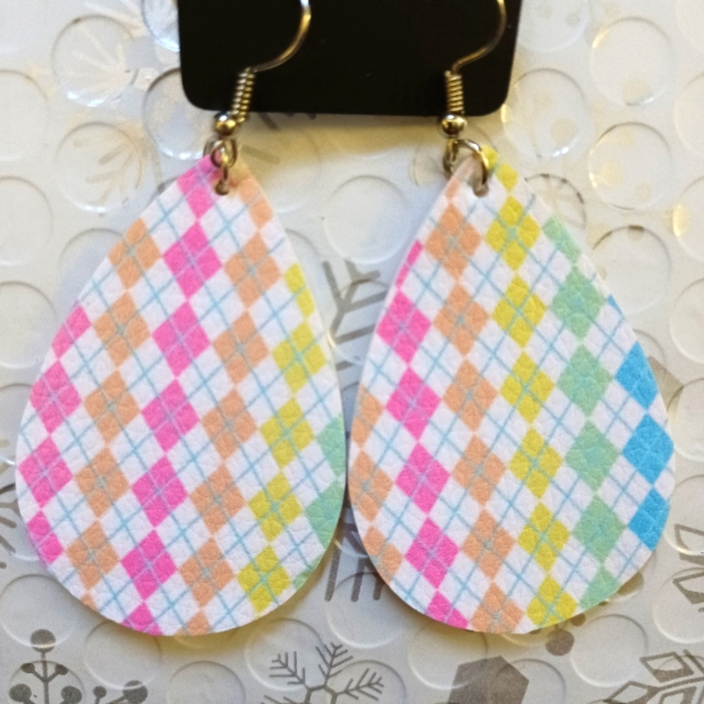 Rainbow plaid earrings